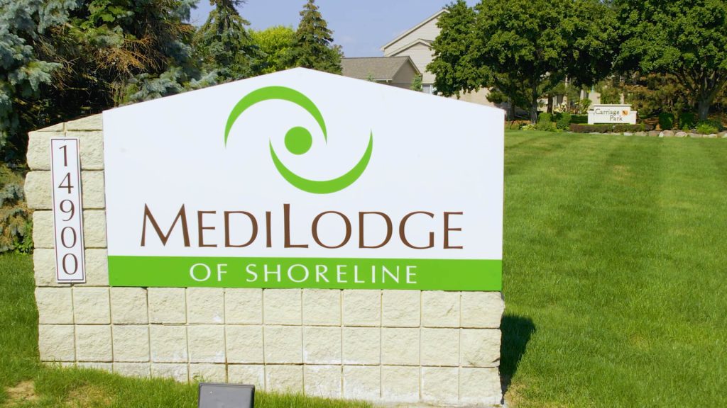 Medilodge of Shoreline Sign outside the building.